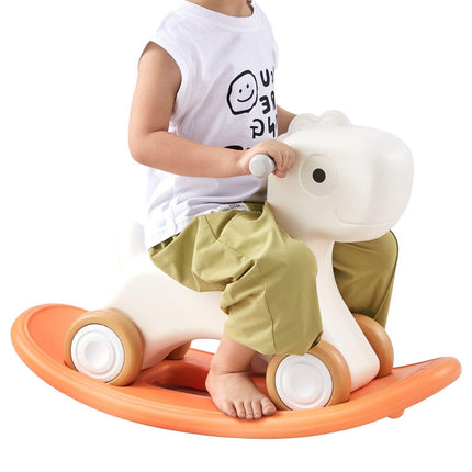 VEVOR 3 in 1 Rocking Horse for Toddlers 1-3 Years, Baby Rocking Horse with Detachable Balance Board and 4 Smooth Wheels, Support up to 80 lbs HDPE Material Kids Ride on Toy, Swinging, Orange.