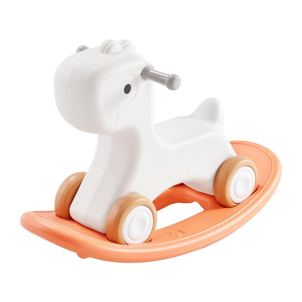 VEVOR 3 in 1 Rocking Horse for Toddlers 1-3 Years, Baby Rocking Horse with Detachable Balance Board and 4 Smooth Wheels, Support up to 80 lbs HDPE Material Kids Ride on Toy, Swinging, Orange.