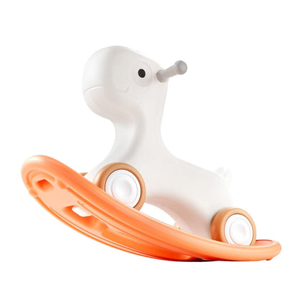 VEVOR 3 in 1 Rocking Horse for Toddlers 1-3 Years, Baby Rocking Horse with Detachable Balance Board and 4 Smooth Wheels, Support up to 80 lbs HDPE Material Kids Ride on Toy, Swinging, Orange.
