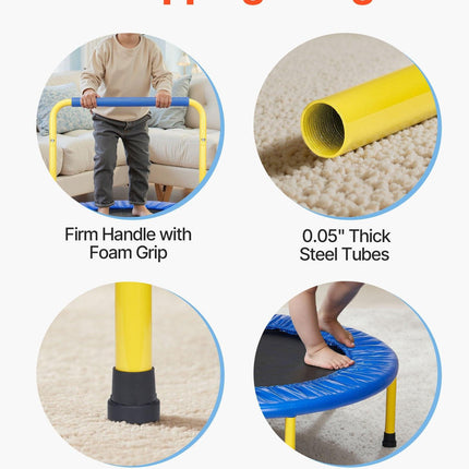 3FT Trampoline for Kids, 92 cm Trampolines Indoor/Outdoor Trampoline for Toddlers, Foldable Mini Baby Trampoline with Foam Handle, Recreational Trampoline Birthday Gift for 3+ Years Kids.