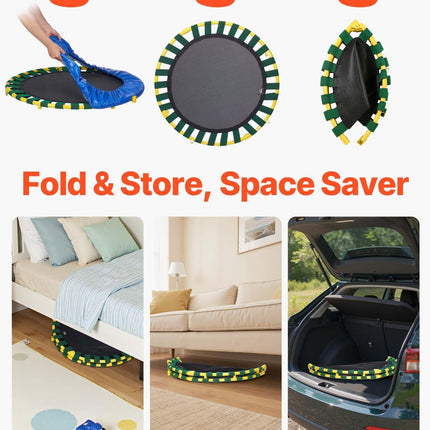 3FT Trampoline for Kids, 92 cm Trampolines Indoor/Outdoor Trampoline for Toddlers, Foldable Mini Baby Trampoline with Foam Handle, Recreational Trampoline Birthday Gift for 3+ Years Kids.