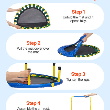 3FT Trampoline for Kids, 92 cm Trampolines Indoor/Outdoor Trampoline for Toddlers, Foldable Mini Baby Trampoline with Foam Handle, Recreational Trampoline Birthday Gift for 3+ Years Kids.