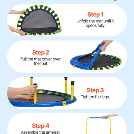 3FT Trampoline for Kids, 92 cm Trampolines Indoor/Outdoor Trampoline for Toddlers, Foldable Mini Baby Trampoline with Foam Handle, Recreational Trampoline Birthday Gift for 3+ Years Kids.