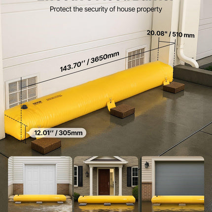 Flood Barrier Hydro Barrier 12' Length x 12" Height for Water Diversion.