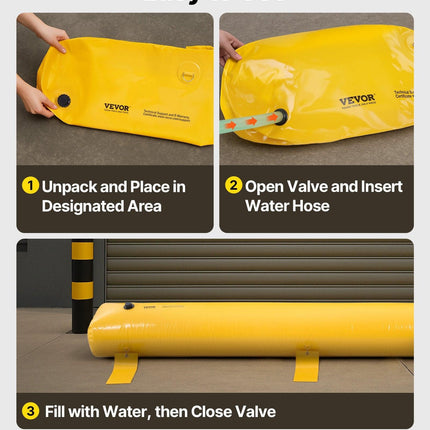 Flood Barrier Hydro Barrier 12' Length x 12" Height for Water Diversion.