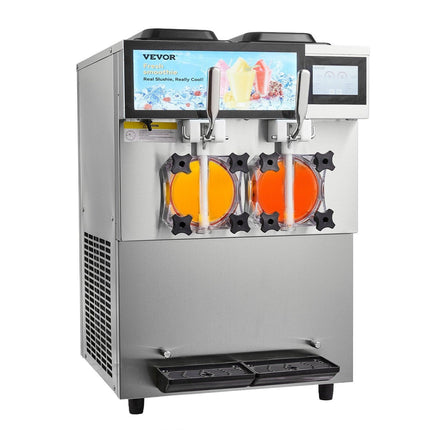 Commercial Slushy Machine, 2 x 12L / 3.17 Gal Double Tanks, Cool and Freeze Modes, Stainless Steel Margarita Smoothie Frozen Drink Maker, Slushie Machine for Party Cafes Restaurants Bars Home.