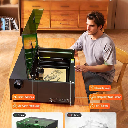 Laser Engraver, 20W, Laser Engraving and Cutting Machine with Enclosure Camera, Laser Cutter, 36000 mm/min, 500 x 320 mm Working Area, for Wood, Leather, Glass, Paper, Certain Metal, Class 1.