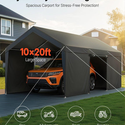 Carport Car Canopy 12x20FT Heavy Duty Car Shelter with Sidewalls White.