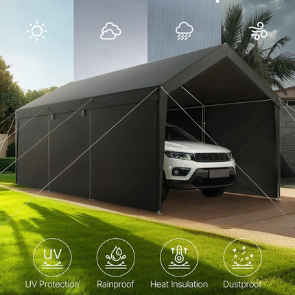 Carport Car Canopy 12x20FT Heavy Duty Car Shelter with Sidewalls White.