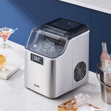 Portable Countertop Ice Maker 45Lbs/24H Self-Cleaning with Scoop Basket.