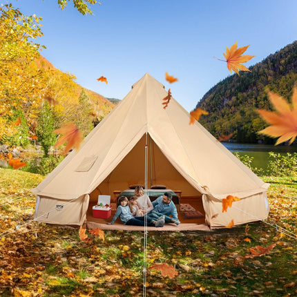 Canvas Bell Tent 4m/13.12ft 4-Season Camping Yurt Tent with Stove Jack.