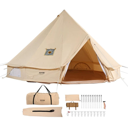 Canvas Bell Tent 4m/13.12ft 4-Season Camping Yurt Tent with Stove Jack.