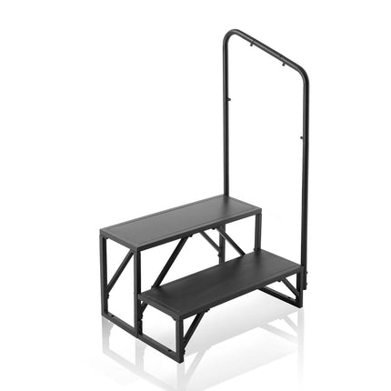 RV Steps, 2-Step RV Stairs, 199.58KGS Load Capacity, Thickened Carbon Steel, With Handrail, Non-Slip Steps for Safe Entry and Exit, Suit for RV, Trailer, Camper Steps.