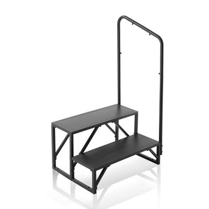 RV Steps, 2-Step RV Stairs, 199.58KGS Load Capacity, Thickened Carbon Steel, With Handrail, Non-Slip Steps for Safe Entry and Exit, Suit for RV, Trailer, Camper Steps.