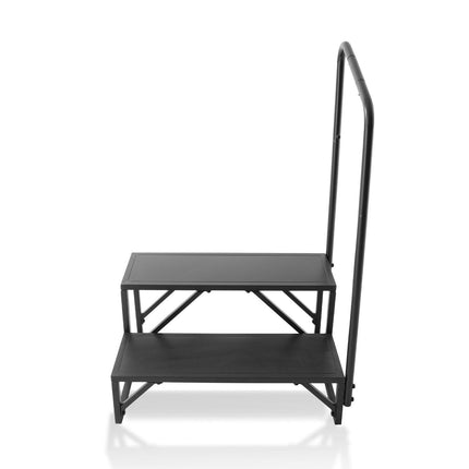 RV Steps, 2-Step RV Stairs, 199.58KGS Load Capacity, Thickened Carbon Steel, With Handrail, Non-Slip Steps for Safe Entry and Exit, Suit for RV, Trailer, Camper Steps.