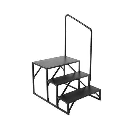 RV Steps, 3-Step RV Stairs, 199.58KGS Load Capacity, Thickened Carbon Steel, With Handrail, Non-Slip Steps for Safe Entry and Exit, Suit for RV, Trailer, Camper Steps.