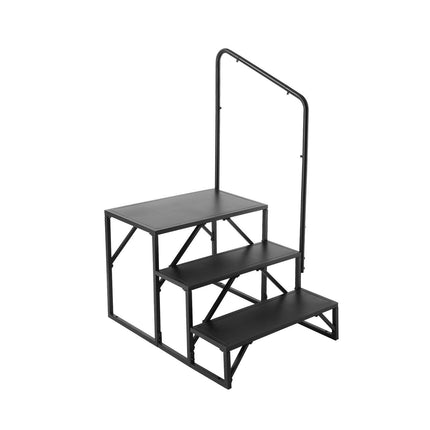 RV Steps, 3-Step RV Stairs, 199.58KGS Load Capacity, Thickened Carbon Steel, With Handrail, Non-Slip Steps for Safe Entry and Exit, Suit for RV, Trailer, Camper Steps.