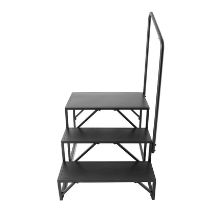 RV Steps, 3-Step RV Stairs, 199.58KGS Load Capacity, Thickened Carbon Steel, With Handrail, Non-Slip Steps for Safe Entry and Exit, Suit for RV, Trailer, Camper Steps.