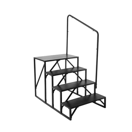 RV Steps, 4-Step RV Stairs, 199.58KGS Load Capacity, Thickened Carbon Steel, With Handrail, Non-Slip Steps for Safe Entry and Exit, Suit for RV, Trailer, Camper Steps.