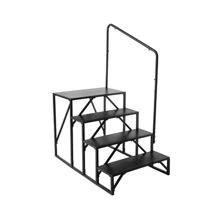 RV Steps, 4-Step RV Stairs, 199.58KGS Load Capacity, Thickened Carbon Steel, With Handrail, Non-Slip Steps for Safe Entry and Exit, Suit for RV, Trailer, Camper Steps.