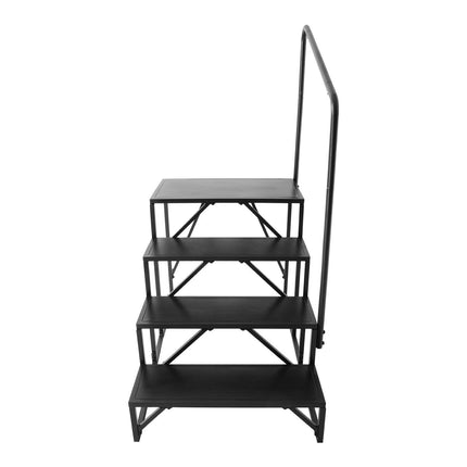 RV Steps, 4-Step RV Stairs, 199.58KGS Load Capacity, Thickened Carbon Steel, With Handrail, Non-Slip Steps for Safe Entry and Exit, Suit for RV, Trailer, Camper Steps.