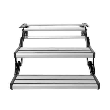 RV Steps, 2-Step, Manual Retractable RV Stairs, Foldable, 440 LBS Load Capacity, Aluminum Alloy Steps, Thickened Steel Plate, Non-Slip Steps for Safe Entry and Exit, RV, Trailer, Camper Steps.