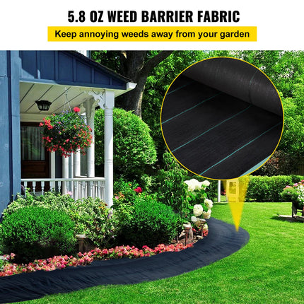 Weed Barrier, 5.8oz Landscape Fabric, 4ft x 300ft Cover Mat Heavy Duty Woven Grass Control Geotextile for Garden, Patio, Black.