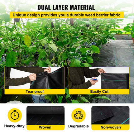 Weed Barrier, 5.8oz Landscape Fabric, 4ft x 300ft Cover Mat Heavy Duty Woven Grass Control Geotextile for Garden, Patio, Black.