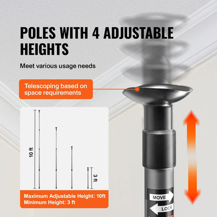 Dust Barrier Poles, 10 Ft Barrier Poles, Dust Barrier System with 4 Telescoping Poles, Magnetic Zipper, Carry Bag and 32.8x13.12 Ft Plastic Film, for Interior Decoration, Painting.