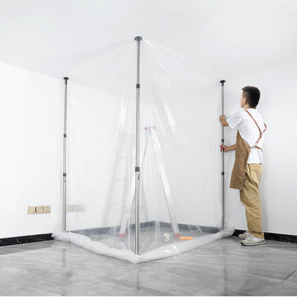 Dust Barrier Poles, 10 Ft Barrier Poles, Dust Barrier System with 4 Telescoping Poles, Magnetic Zipper, Carry Bag and 32.8x13.12 Ft Plastic Film, for Interior Decoration, Painting.