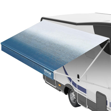RV Awning Fabric Replacement, 3.72m Fabric Length for 3.96mAwning, Heavy Duty 3-Ply 16oz PVC Camper Awning Fabric, Waterproof & UV Protection Outdoor Canopy for RV, Trailer, Motorhome, Blue Fade.
