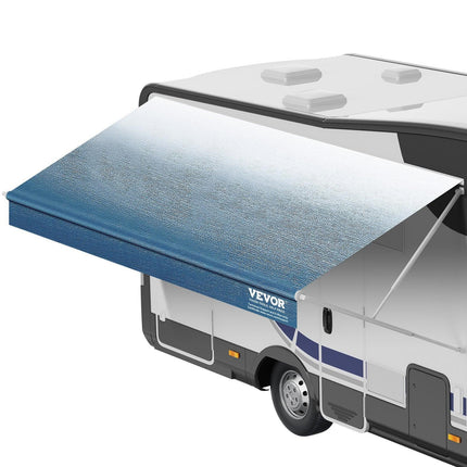RV Awning Fabric Replacement, 6.15m Fabric Length for 6.4m Awning, Heavy Duty 3-Ply 16oz PVC Camper Awning Fabric, Waterproof & UV Protection Outdoor Canopy for RV, Trailer, Motorhome, Blue Fade.