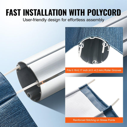 RV Awning Fabric Replacement, 6.15m Fabric Length for 6.4m Awning, Heavy Duty 3-Ply 16oz PVC Camper Awning Fabric, Waterproof & UV Protection Outdoor Canopy for RV, Trailer, Motorhome, Blue Fade.