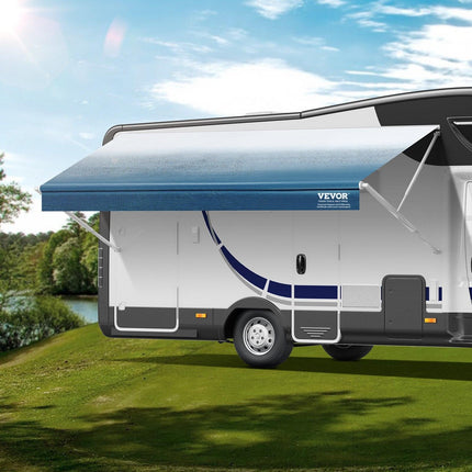 RV Awning Fabric Replacement, 6.15m Fabric Length for 6.4m Awning, Heavy Duty 3-Ply 16oz PVC Camper Awning Fabric, Waterproof & UV Protection Outdoor Canopy for RV, Trailer, Motorhome, Blue Fade.