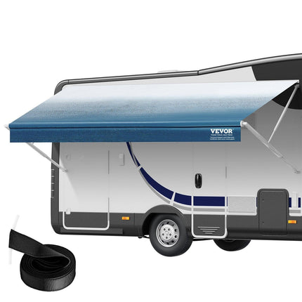 RV Awning Fabric Replacement, 6.15m Fabric Length for 6.4m Awning, Heavy Duty 3-Ply 16oz PVC Camper Awning Fabric, Waterproof & UV Protection Outdoor Canopy for RV, Trailer, Motorhome, Blue Fade.