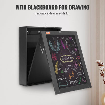 Wall Mounted Desk, Fold out Convertible Desk, Multi-Function Folding Wall Table with Chalkboard for Home Office, Space Saving Computer Desk with Storage Area.