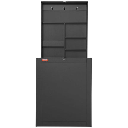 Wall Mounted Desk, Fold out Convertible Desk, Multi-Function Folding Wall Table with Chalkboard for Home Office, Space Saving Computer Desk with Storage Area.
