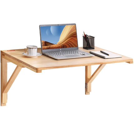 Wall Mounted Folding Table, Wall Mounted Drop Leaf Tables, Solid Wood Floating Desk for Dining, Laundry Room, Office, 31.5" x 23.58" x 17.24" Fold Down Desk.