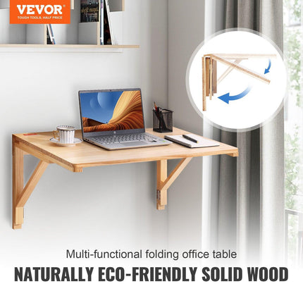 Wall Mounted Folding Table, Wall Mounted Drop Leaf Tables, Solid Wood Floating Desk for Dining, Laundry Room, Office, 31.5" x 23.58" x 17.24" Fold Down Desk.