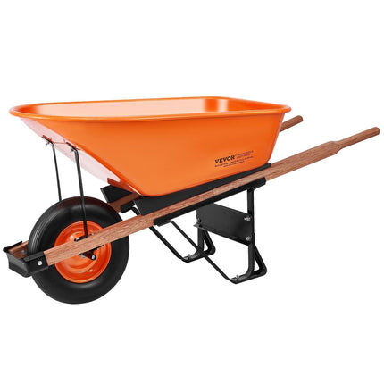 Wheelbarrow Cart One Wheel 6 Cu Ft Garden Dump Cart 330 lbs Utility Cart.