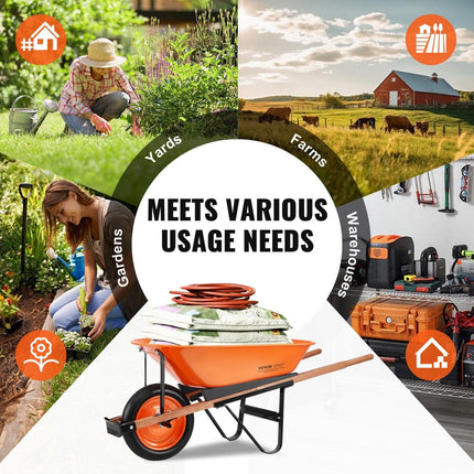 Wheelbarrow Cart One Wheel Garden Dump Cart 330 lbs Yard Utility Cart.