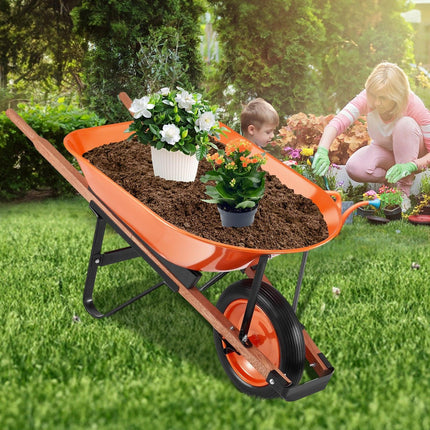 Wheelbarrow Cart One Wheel Garden Dump Cart 330 lbs Yard Utility Cart.