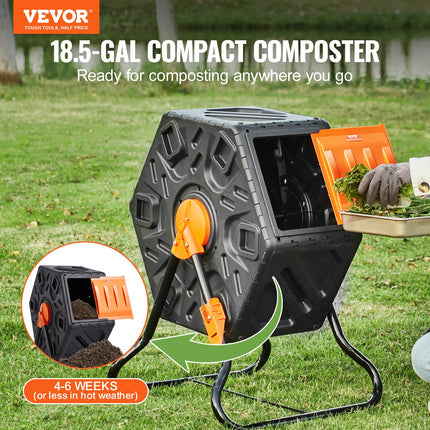 Compost Bin 18.5 Gal Composter Tumbler Rotating Outdoor with Sliding Door.