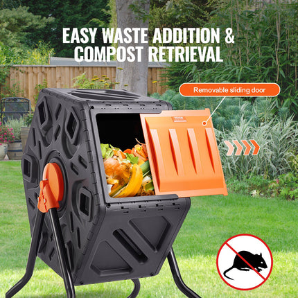 Compost Bin 18.5 Gal Composter Tumbler Rotating Outdoor with Sliding Door.