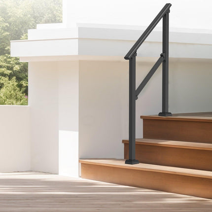 VEVOR 2 PCS 2-3 Handrails for Outdoor for Seniors Porch Deck Black Square Tube.