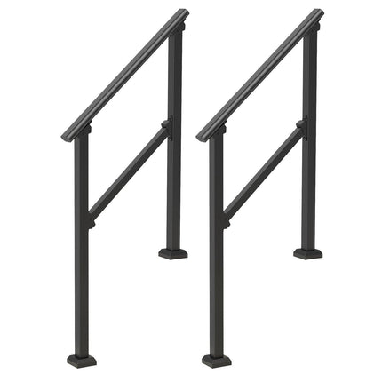 VEVOR 2 PCS 2-3 Handrails for Outdoor for Seniors Porch Deck Black Square Tube.