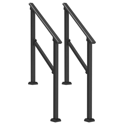 VEVOR 2 PCS 2-3 Handrails for Outdoor for Seniors Porch Deck Black Square Tube.