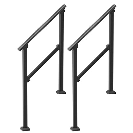 VEVOR 2 PCS 2-3 Handrails for Outdoor for Seniors Porch Deck Black Square Tube.