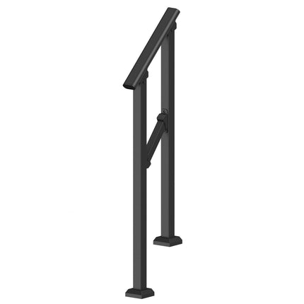 Handrails for Outdoor Steps, 1-2 Step Stair Hand Rail Kit, Transitional Carbon Steel Railings with Installation Kit, Stair Rails for Seniors, Concrete Steps & Porch & Deck, Black Square Tube.