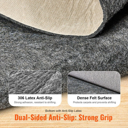 Non Slip Rug Pad Gripper 9' x 12' Carpet Mat 0.24" Thick for All Floor.